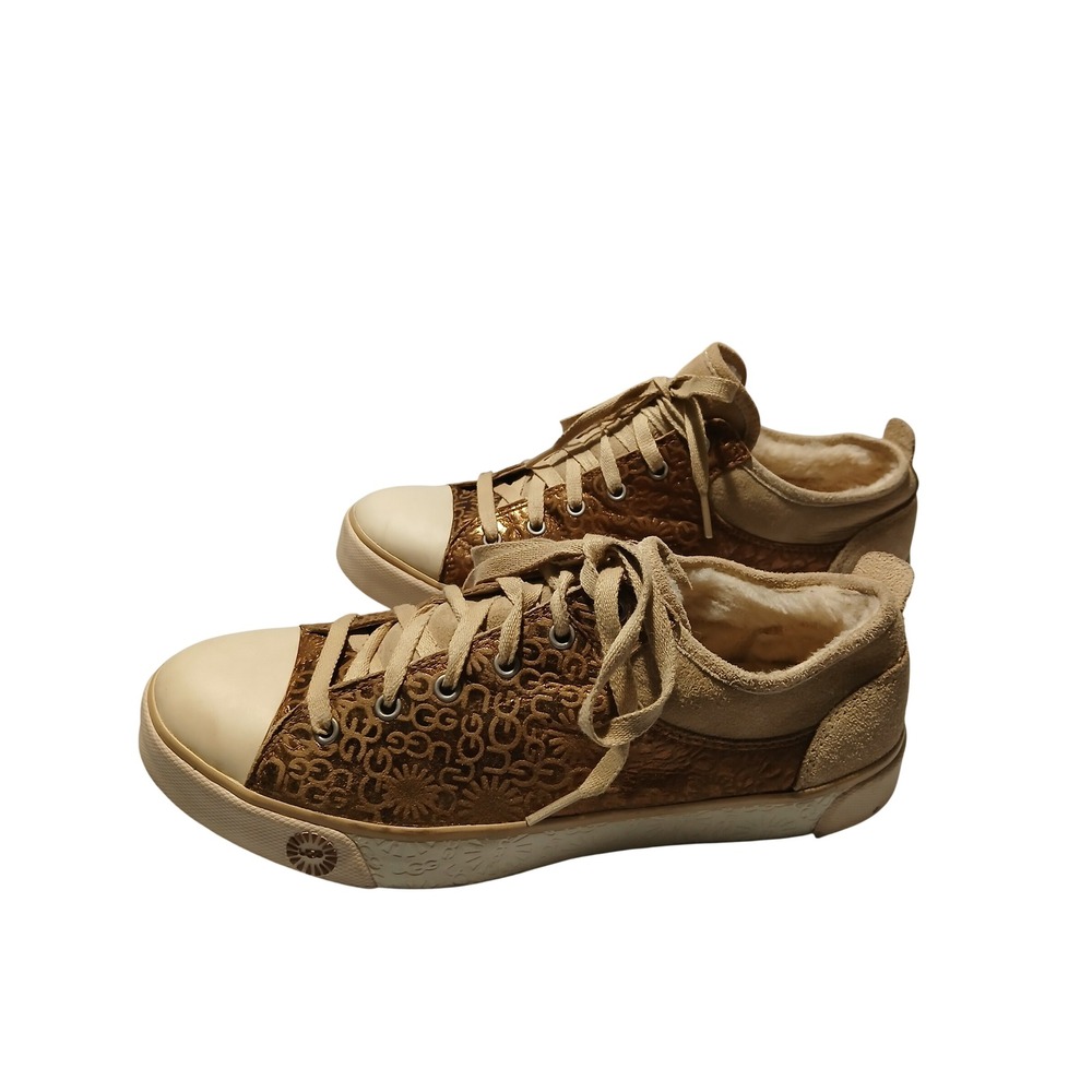 UGG Australia Womens Sneakers Shoes Brown Suede Embossed Logo Comfort Size 10‎ - Picture 2 of 9